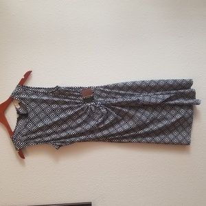 Michael Kors Sleeveless Geometric Print Dress Black White Size M – Belt Accent